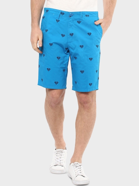 

Free Authority Men Blue Printed Superman Regular Shorts