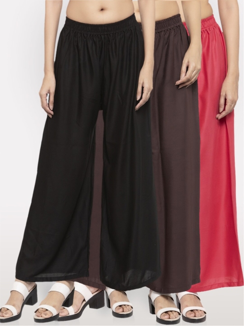 

NEUDIS Women Black & Brown Set Of 3 Ethnic Palazzos