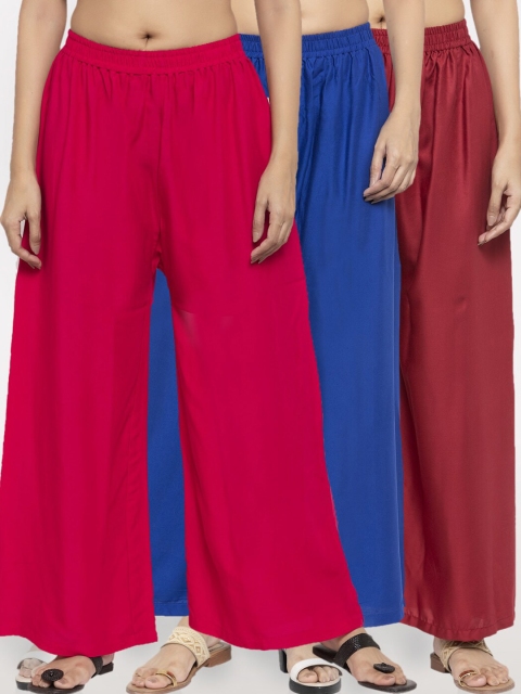 

NEUDIS Women Magenta & Blue Set Of 3 Ethnic Palazzos