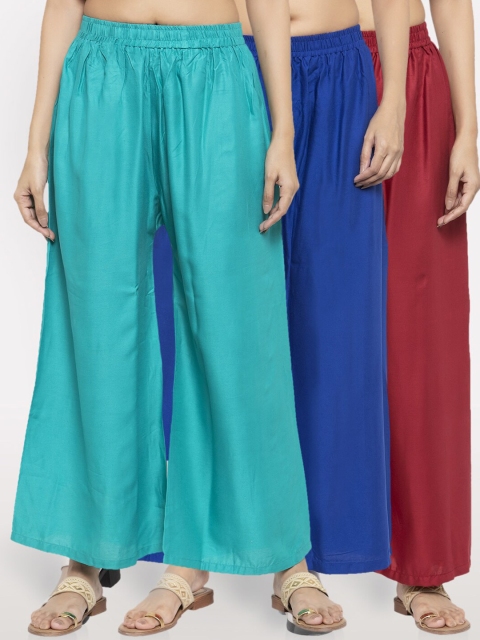 

NEUDIS Women 3 Ethnic Palazzos, Teal