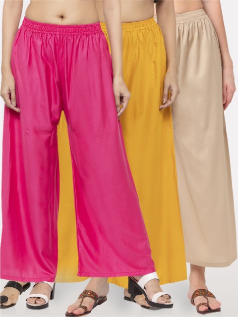 

NEUDIS Women Pink & Yellow Set Of 3 Ethnic Palazzos