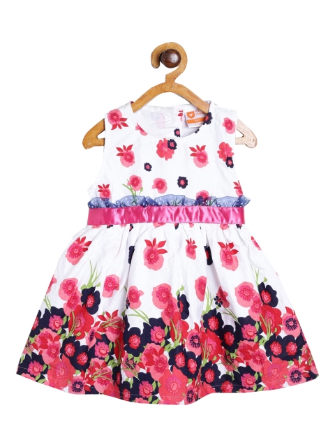 

612 league Girls White & Pink Floral Dress