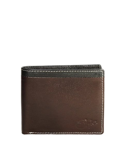 

Style SHOES Unisex Brown & Black Leather Two Fold Wallet