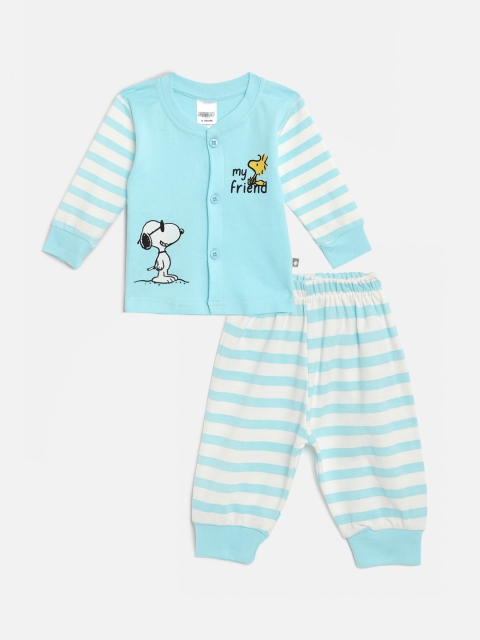 

TINYO Infant Boys Blue & White Snoopy Print Detail Cotton T-shirt Joggers
