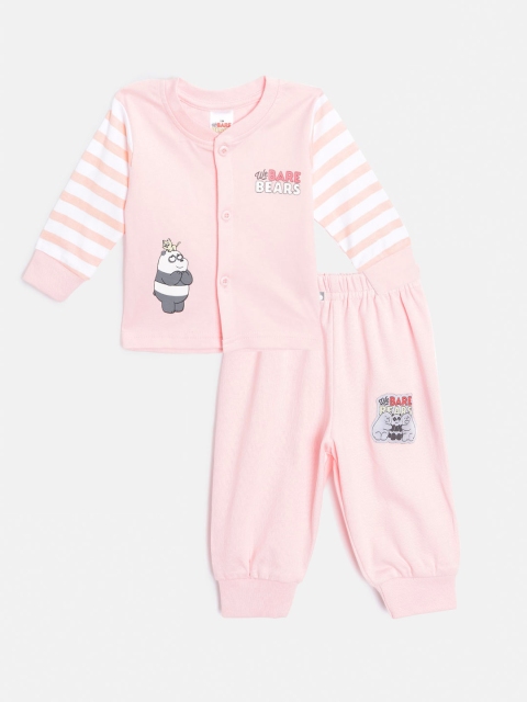 

TINYO Infant Boys Pink Cotton We Bare Bears Print Shirt with Pyjamas