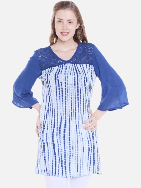 

Fusion Beats Blue & White Viscose Rayon Tunic