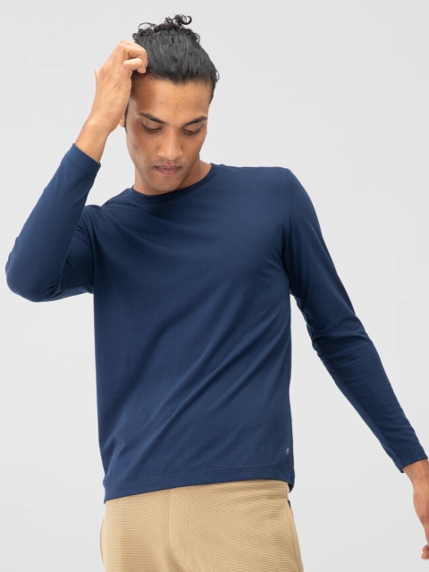 

DAMENSCH Men Blue Solid Better Basics Full Crew T-shirt