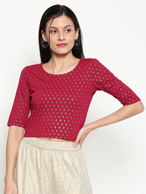 

AKKRITI BY PANTALOONS Fuchsia Regular Crop Top