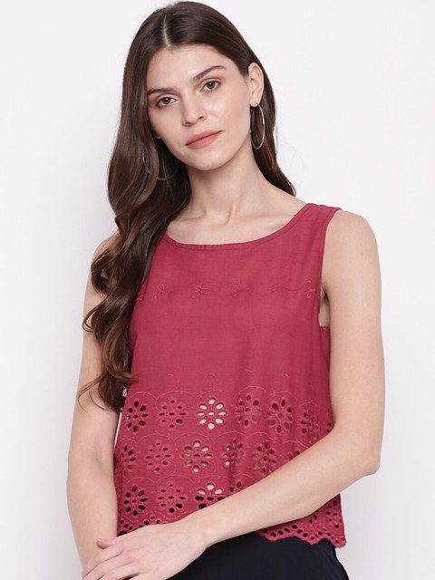 

Mayra Fuchsia Embroidered A-Line Top