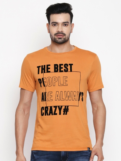 

People Men Orange Typography Printed T-shirt
