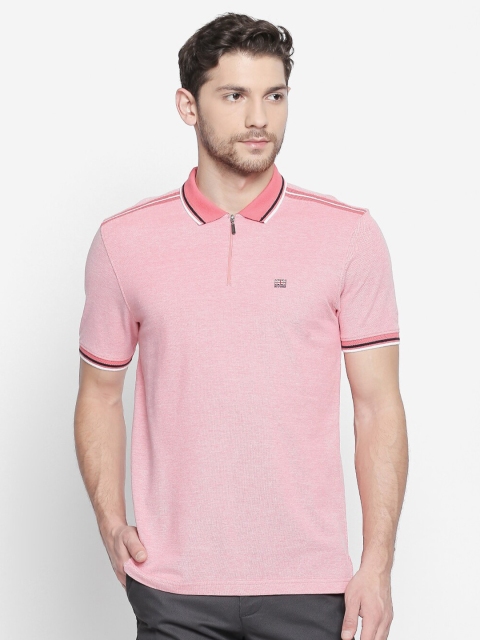 

BYFORD by Pantaloons Men Pink Polo Collar Slim Fit T-shirt