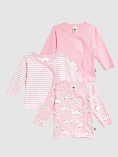 

TINYO Infant Girls Pack of 3 Pure Cotton Jhablas, Pink