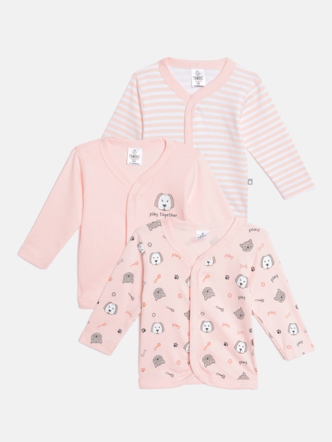 

TINYO Infant Boys Pack of 3 Pure Cotton Jhablas, Pink