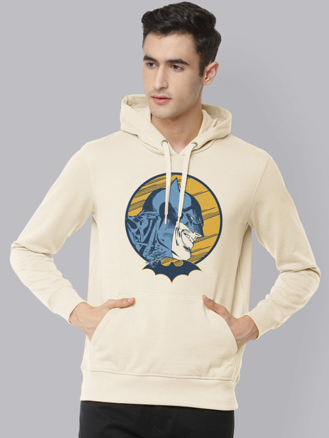 

Free Authority Men Cream-Coloured Batman Printed Hooded Sweatshirt