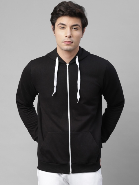 

Rigo Men Black Fleece Hooded Front Open Sweatshirt