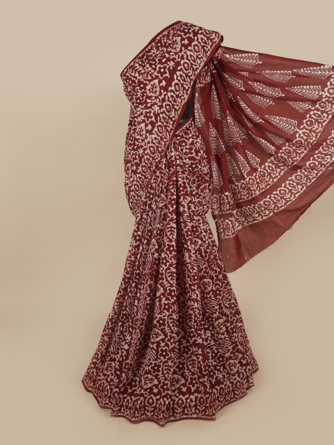 

Pothys Maroon & White Batik Printed Pure Cotton Saree