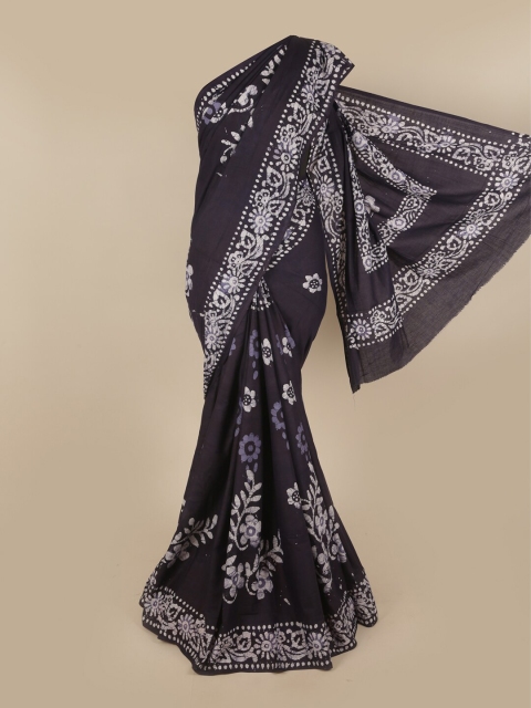 

Pothys Blue & White Batik Printed Pure Cotton Saree