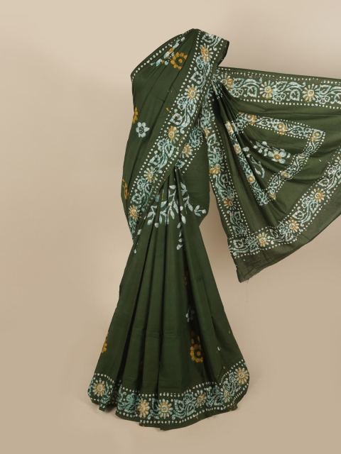 

Pothys Green & White Batik Pure Cotton Saree