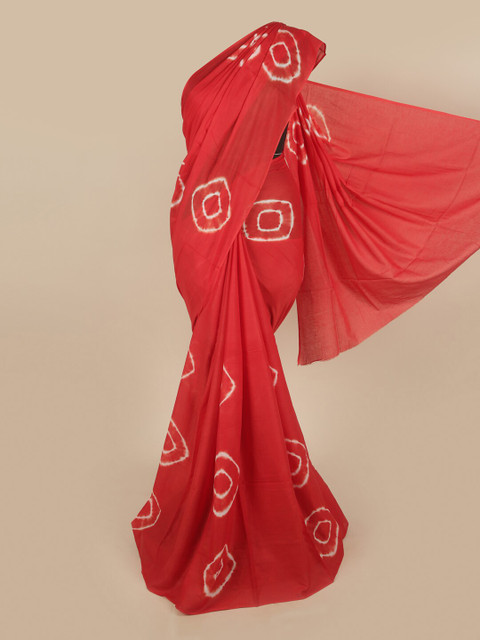 

Pothys Red & White Tie and Dye Pure Cotton Saree
