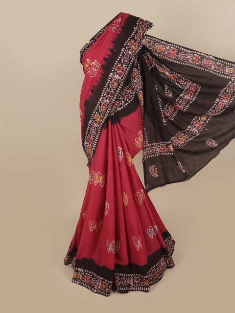 

Pothys Pink & Brown Batik Pure Cotton Saree