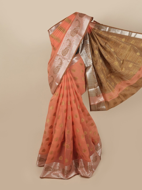 

Pothys Peach-Coloured & Beige Pure Cotton Saree