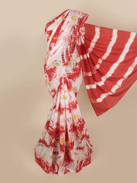 

Pothys White & Red Tie and Dye Pure Cotton Saree