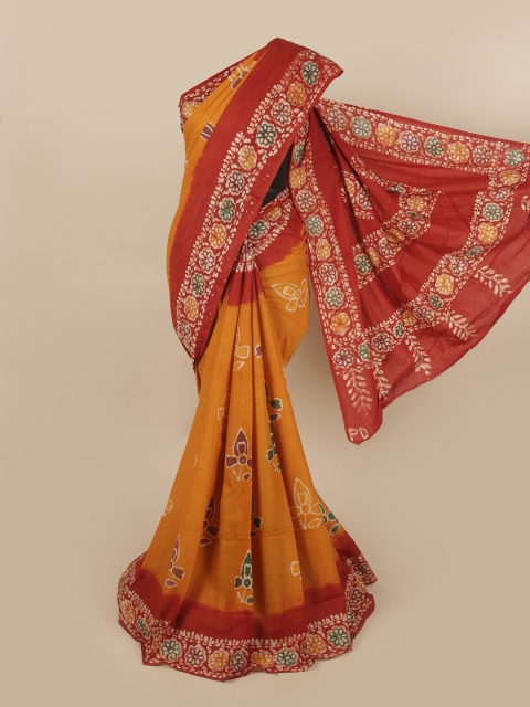 

Pothys Mustard & Red Woven Design Pure Cotton Saree