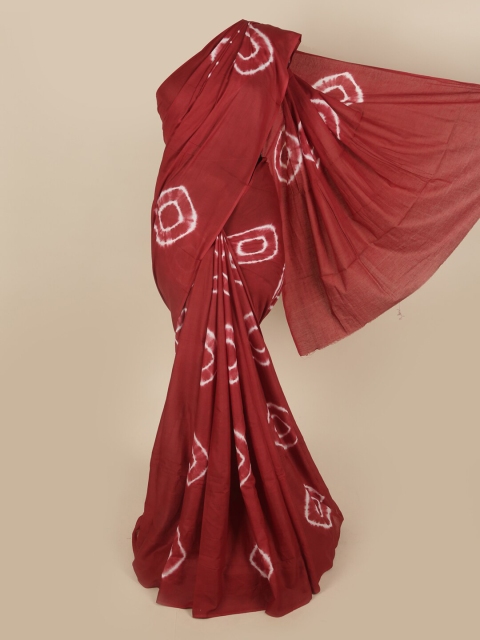 

Pothys Maroon & White Tie and Dye Pure Cotton Saree