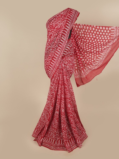 

Pothys Red & White Paisley Pure Cotton Saree