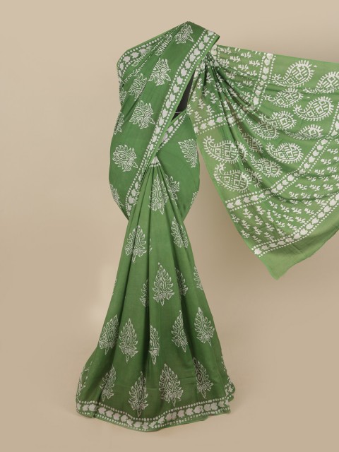 

Pothys Green & White Batik Pure Cotton Saree