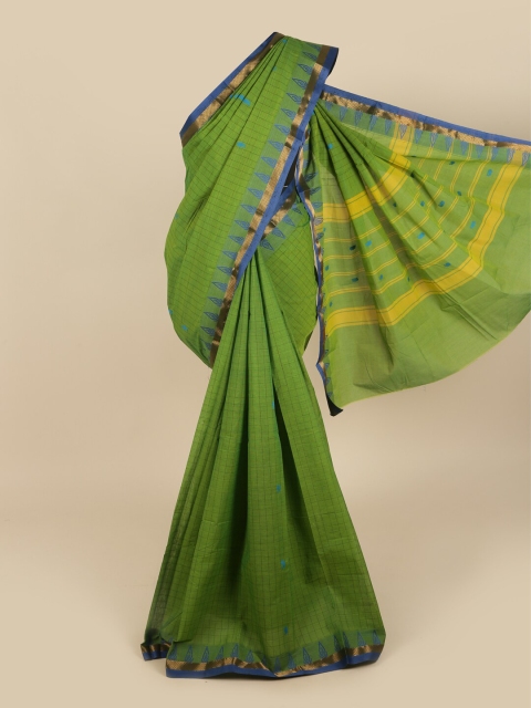 

Pothys Green & Blue Checked Pure Cotton Saree
