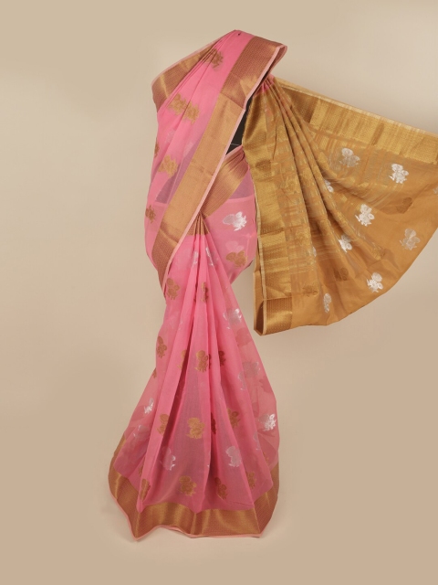 

Pothys Pink & Gold-Toned Pure Cotton Saree