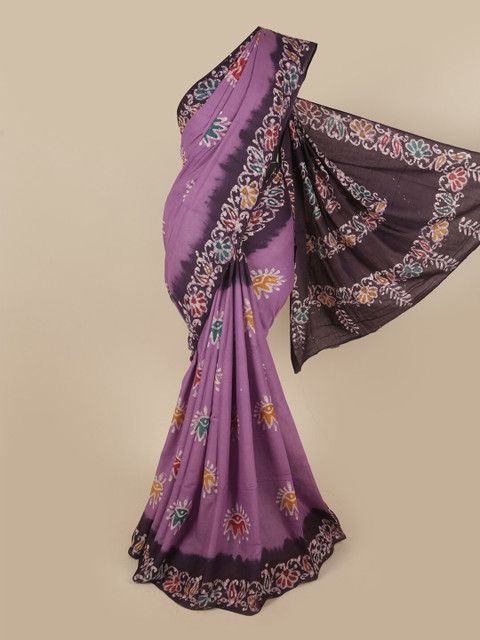 

Pothys Lavender & Purple Ethnic Motifs Pure Cotton Saree