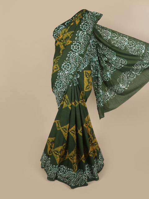 

Pothys Green & Yellow Batik Pure Cotton Saree