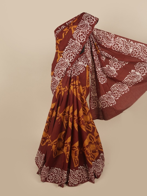 

Pothys Brown & Mustard Woven Design Pure Cotton Saree