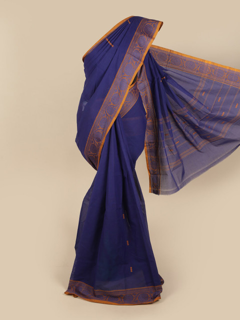 

Pothys Blue & Mustard Woven Design Pure Cotton Saree