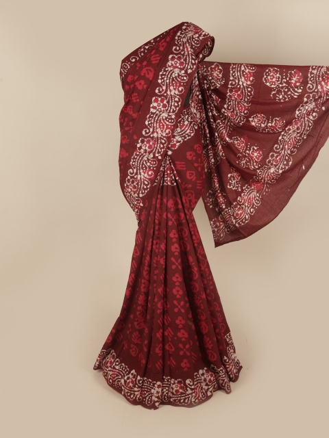 

Pothys Maroon & White Pure Cotton Saree