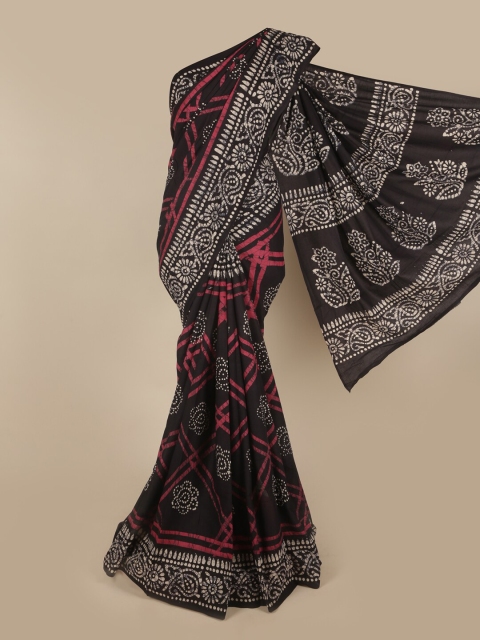 

Pothys Blue & Black Batik Pure Cotton Saree