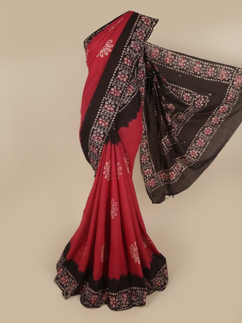 

Pothys Pink & Black Batik Pure Cotton Saree