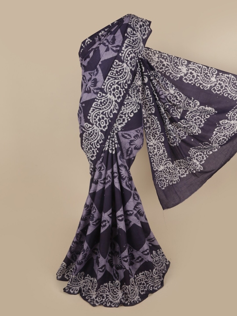 

Pothys Blue & White Pure Cotton Saree