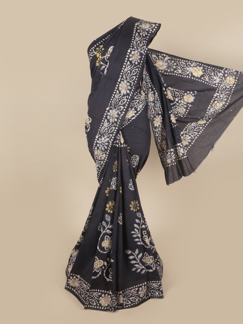 

Pothys Blue & White Floral Pure Cotton Saree