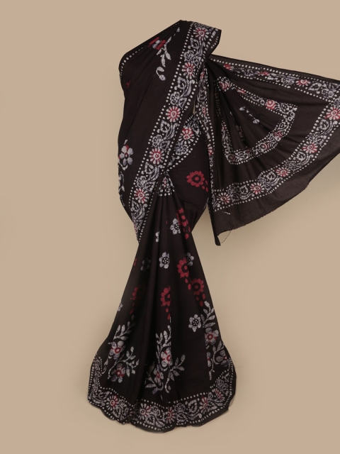 

Pothys Black & Pink Floral Pure Cotton Saree
