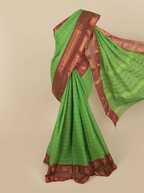 

Pothys Green & Maroon Woven Design Zari Pure Cotton Saree