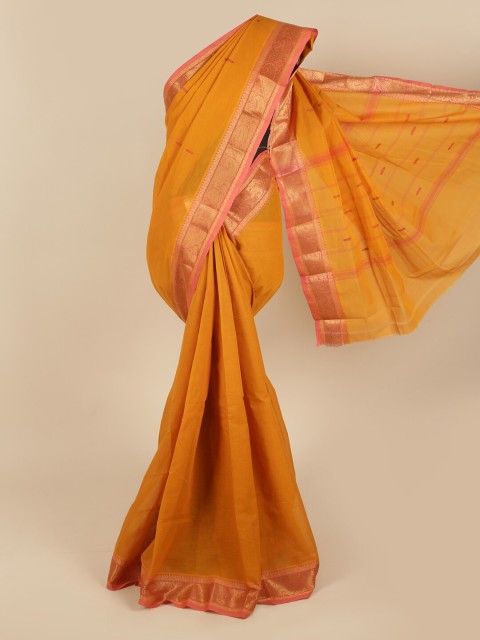 

Pothys Mustard & Peach-Coloured Pure Cotton Saree