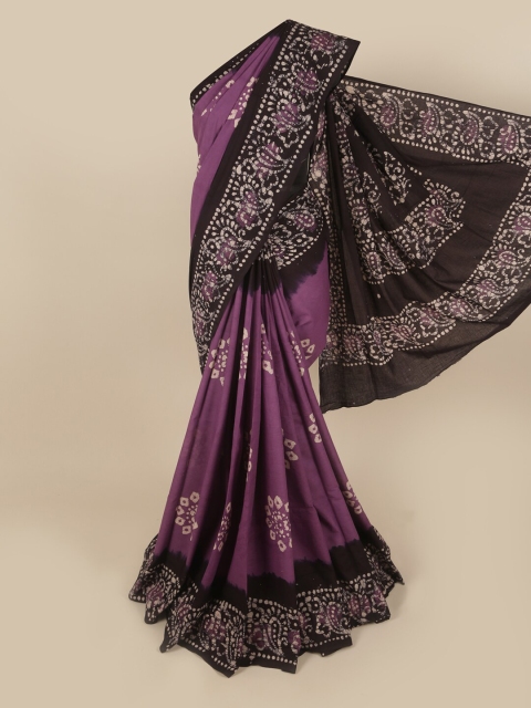 

Pothys Purple & Brown Woven Design Pure Cotton Saree