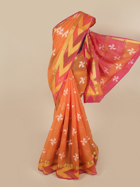 

Pothys Orange & Pink Woven Design Pure Cotton Saree