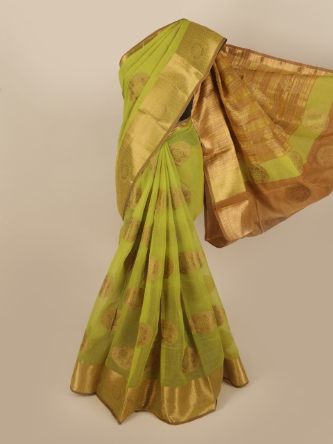 

Pothys Green & Gold-Toned Woven Design Pure Cotton Saree