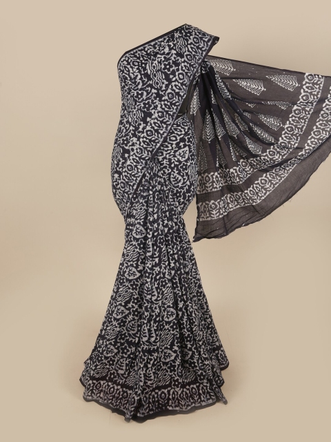 

Pothys Blue & Black Batik Pure Cotton Saree