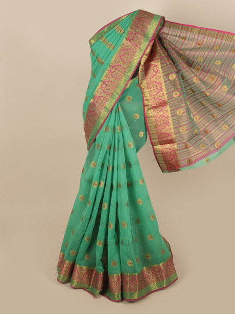 

Pothys Green & Pink Woven Design Pure Cotton Saree