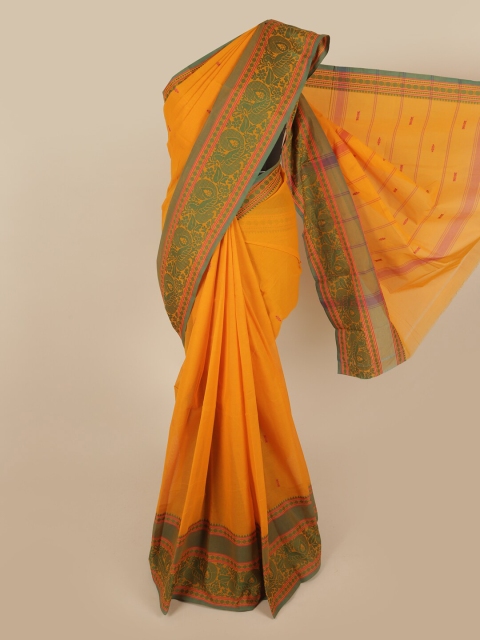 

Pothys Yellow & Green Woven Design Pure Cotton Saree